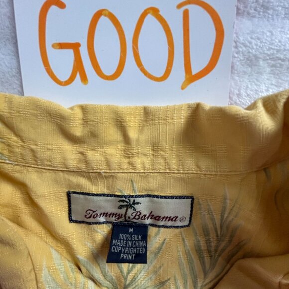 Tommy Bahama Mens Yellow Palm Tree Silk Short Sleeve Button-Up Shirt Medium - Picture 3 of 7